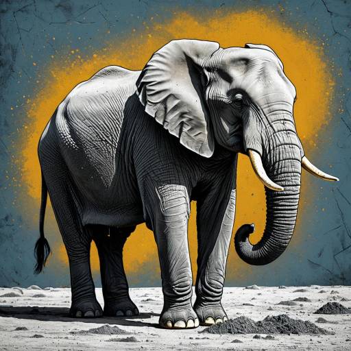 Surreal Elephant Chalk Dust Graphic