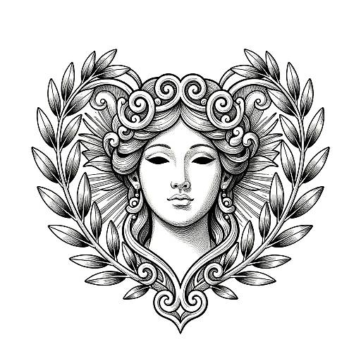 Ancient Goddess Ribcage Tattoo Design