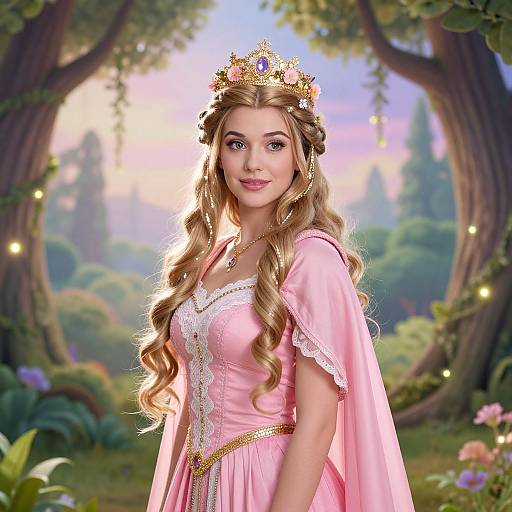 Enchanting Pink-Clad Fairy Tale Woman