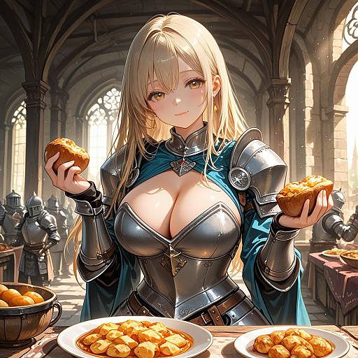 Smiling Armored Knight at Medieval Bazaar