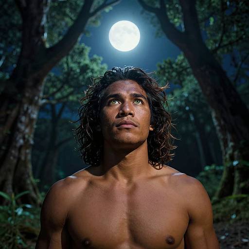 Mystical Melanesian Moonlit Portrait