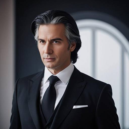 Mature Man in Elegant Dark Tailored Suit