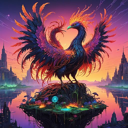 Cybernetic Phoenix on a Luminous Island Cybernetic Phoenix on a Luminous Island