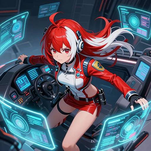 Cyberpunk Anime Girl Pilot Scene