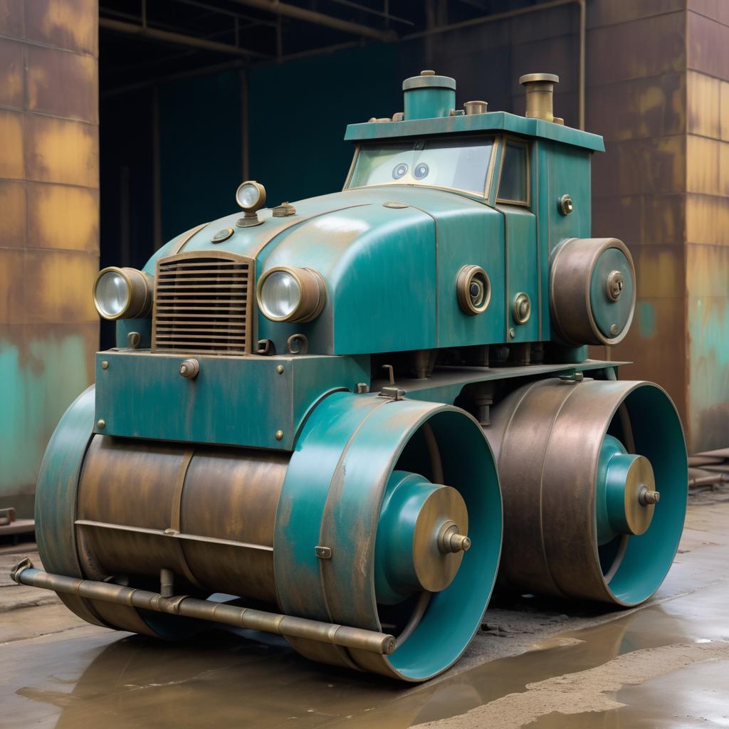 Determined Steamroller in Abandoned Factory