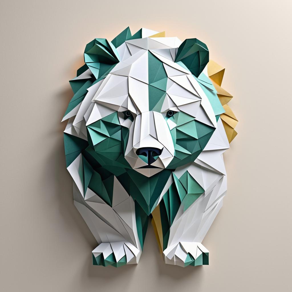 Surreal Origami Bear Art Illustration