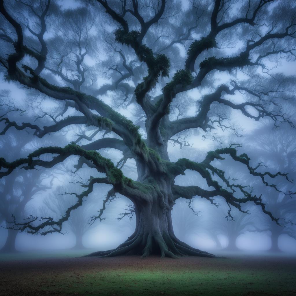 Ethereal Oak: Long-Exposure in Twilight