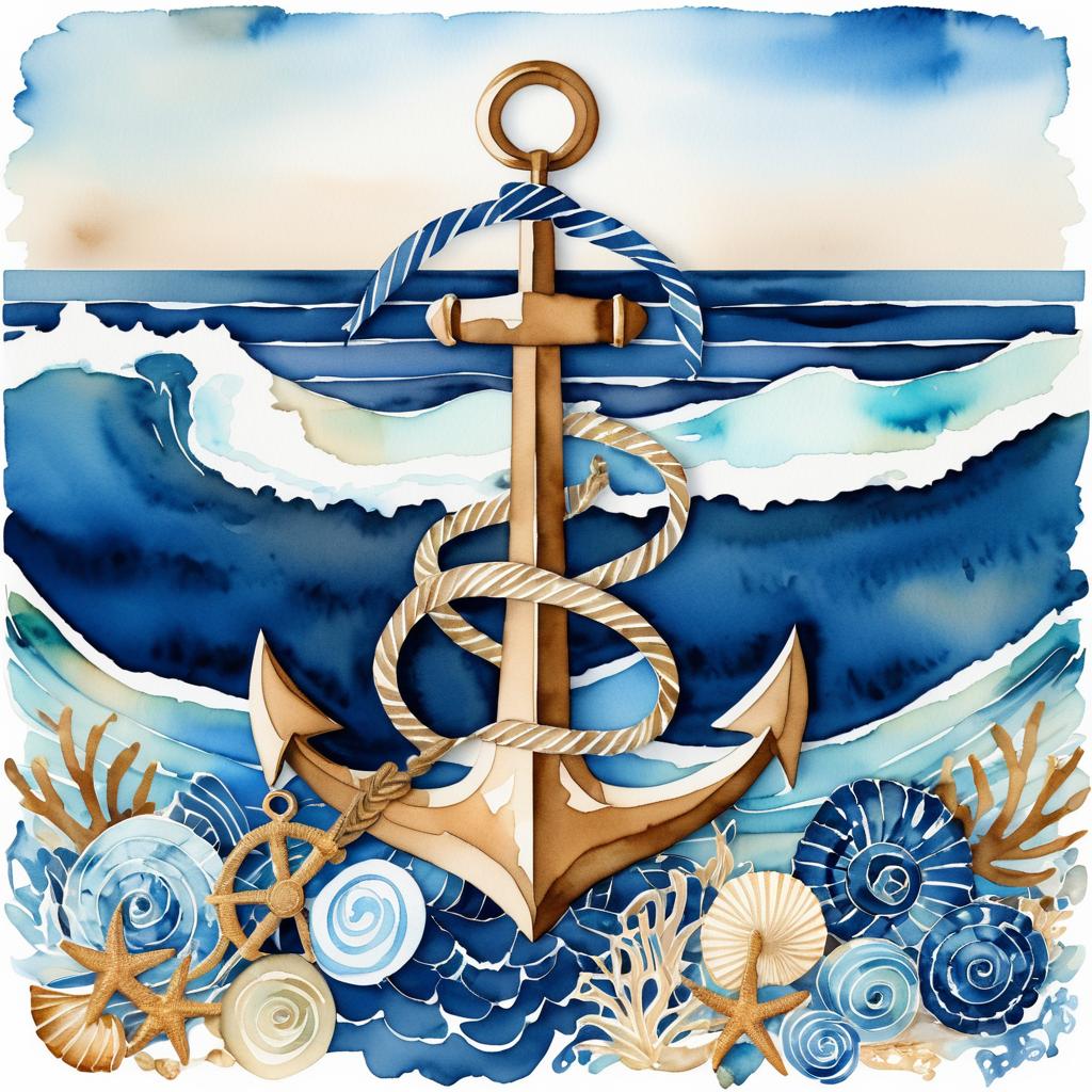 Whimsical Anchor Illustration in Watercolor