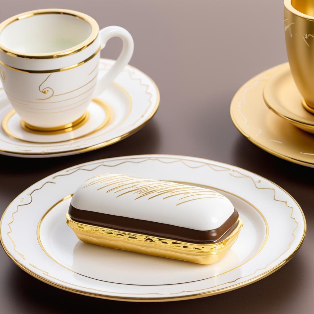 Elegant Eclair in Cozy Café Setting