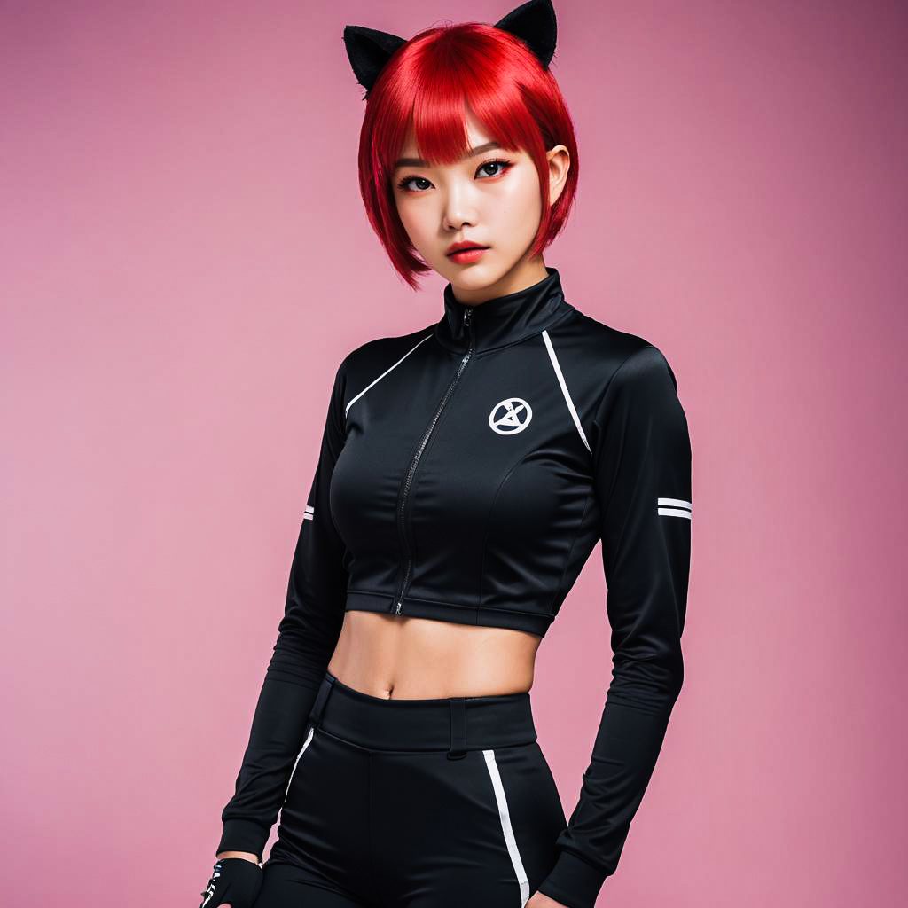 Confident Cosplayer in Kuromi Outfit