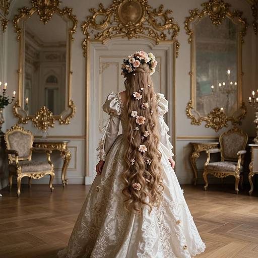 Flowery-Haired Princess in Baroque Room
