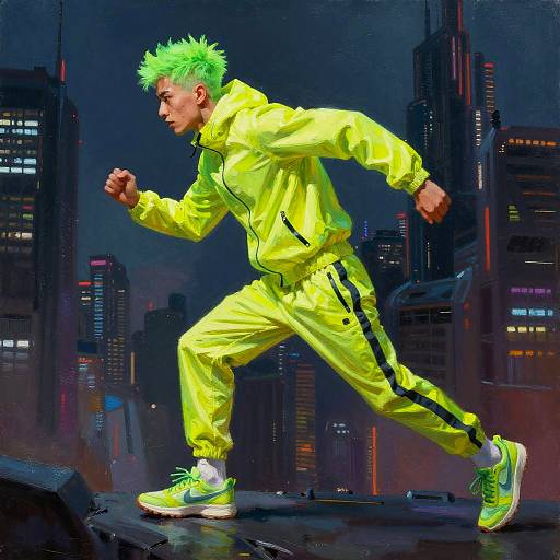 Neon Parkour Runner in Cyberpunk City