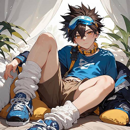 Grinning Taichi With Goggles And Sneakers