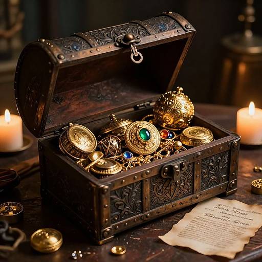 Mysterious Medieval Treasure Chest Scene