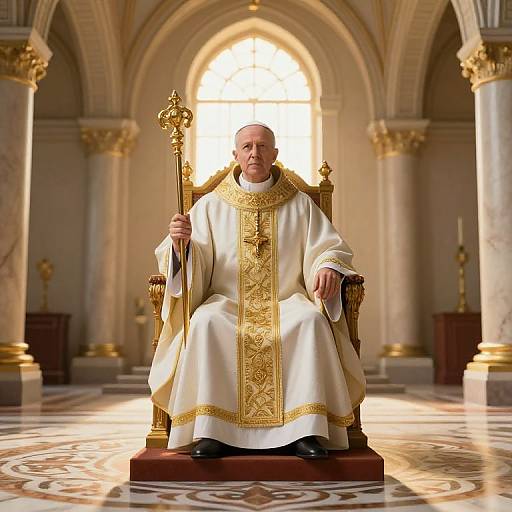 Pope on Throne in Majestic Archways