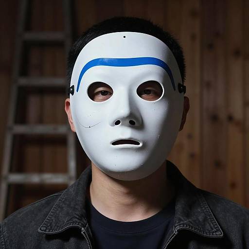 Mysterious Figure in Dimly Lit Room