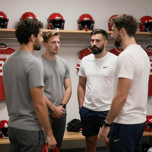 Locker Room Moment with Three Men
