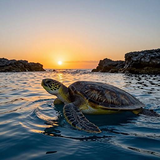 Sunset Sea Turtle in 8K Photorealism