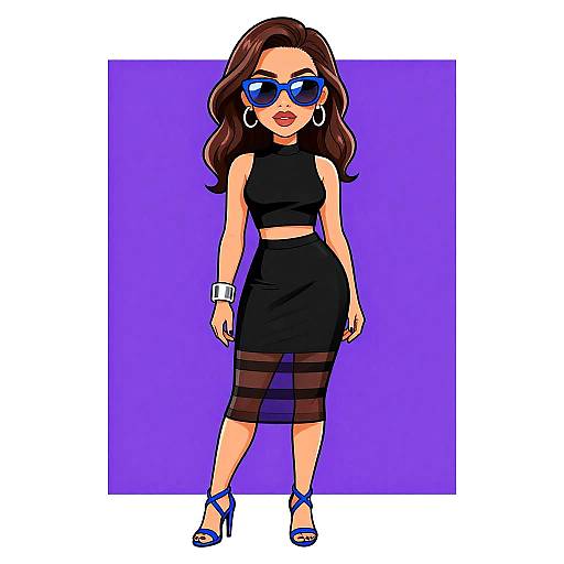 Chic Woman in Black Two-Piece Outfit