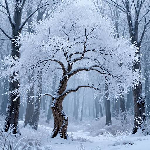 Serene Digital Winter Forest