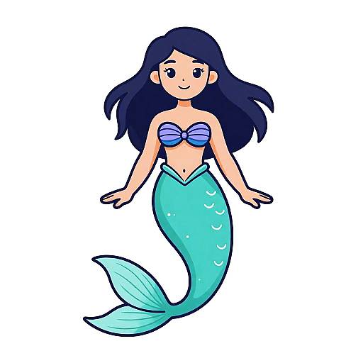 Cute Cartoon Mermaid Illustration