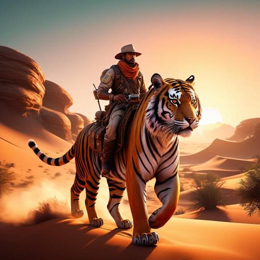 Adventurous Explorer on a Fierce Tiger