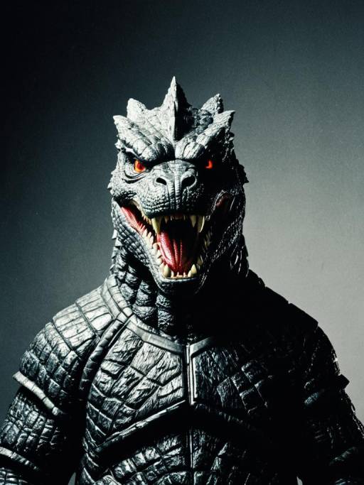 Man in Detailed Godzilla Costume