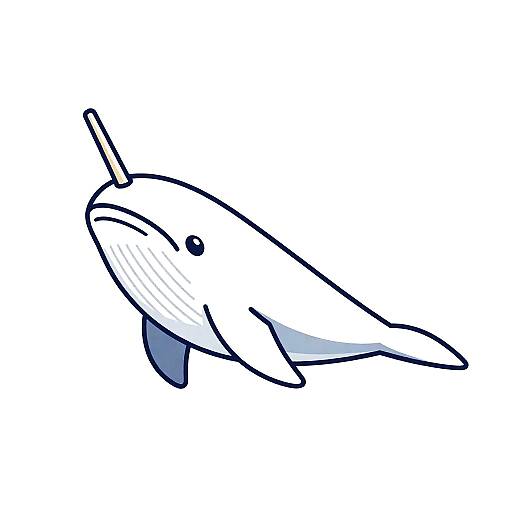 Bold Line Art Narwhal Cartoon