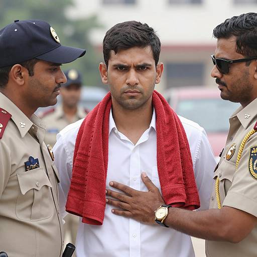 Intense Outdoor Moment with Police Officers