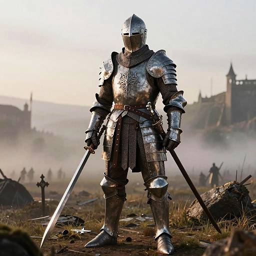 Halberd Knight on Foggy Battlefield