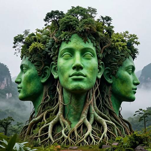 Surreal Statues with Tree Heads