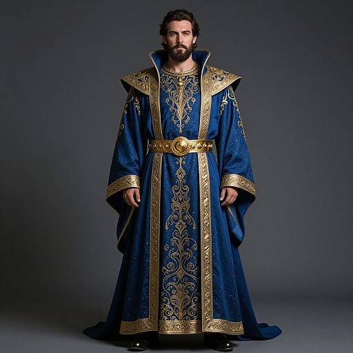 Regal Man in Elaborate Blue Robe