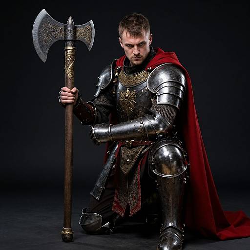 Fierce Medieval Warrior with Battle Axe