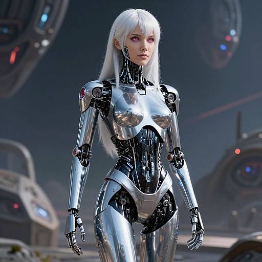Cinematic Chrome Robotic Woman