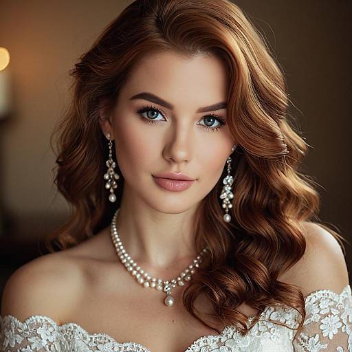 Elegant Bridal Portrait with Pearl Jewelry