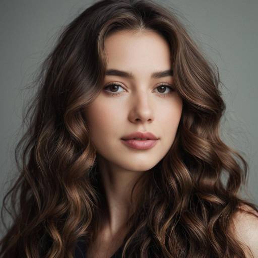 Close-up Portrait of Woman with Wavy Brown Hair