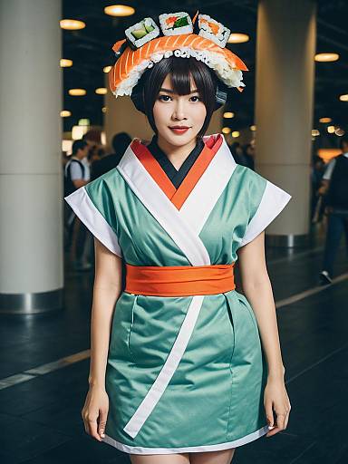 Photorealistic Sushi Roll Costume Portrait