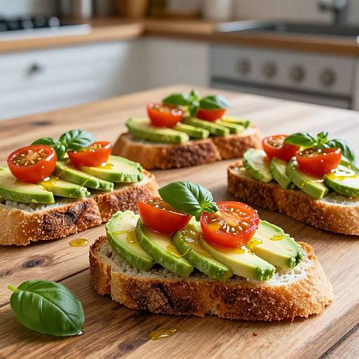 Vibrant Avocado Toasts on Rustic Table