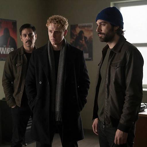 Dimly Lit Urban Trio, Cinematic Portrait