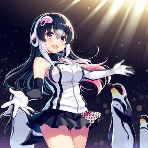 Illustration of African penguin (kemono friends), kemono friends in the style of Minamura haruki