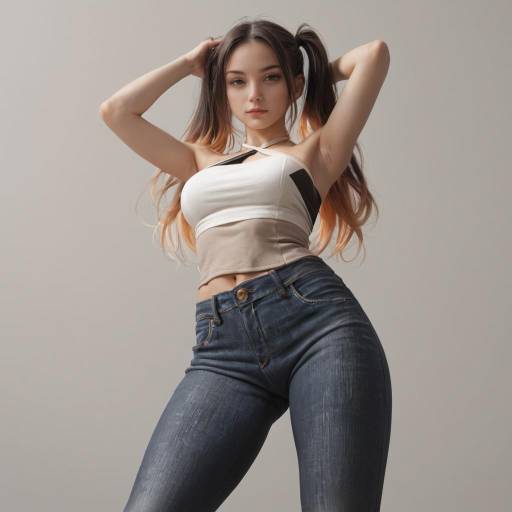 Dynamic Pose of a Stylish Young Woman