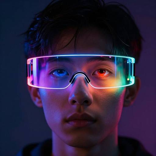 Futuristic Neon Glasses with Emotion Aura