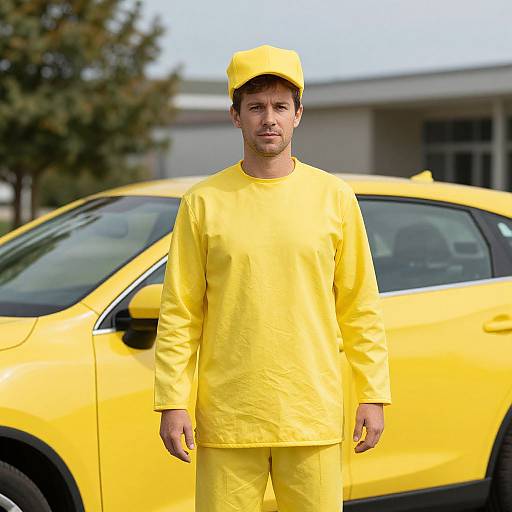 Man in Yellow Car Costume
