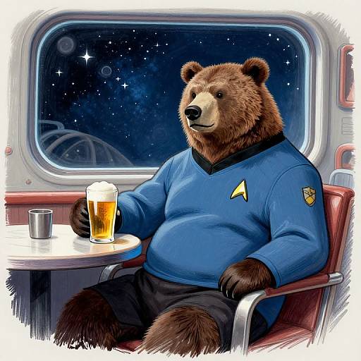 Anthro Grizzly Scientist in Starship Cafe