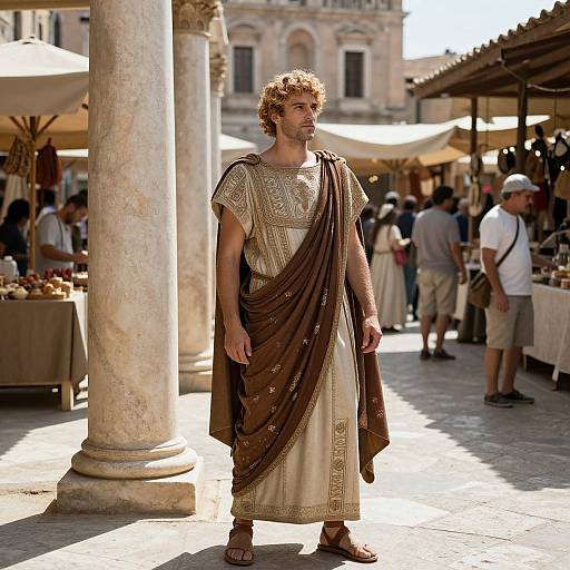 Roman Woman in Ancient Marketplace