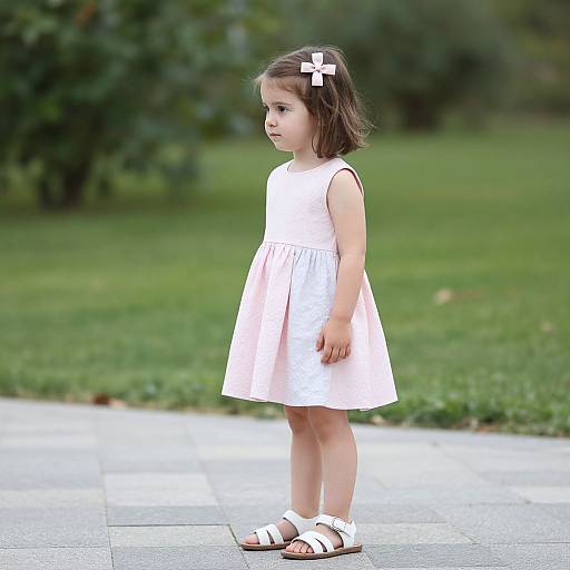 Toddler Girl in Dress Outdoors