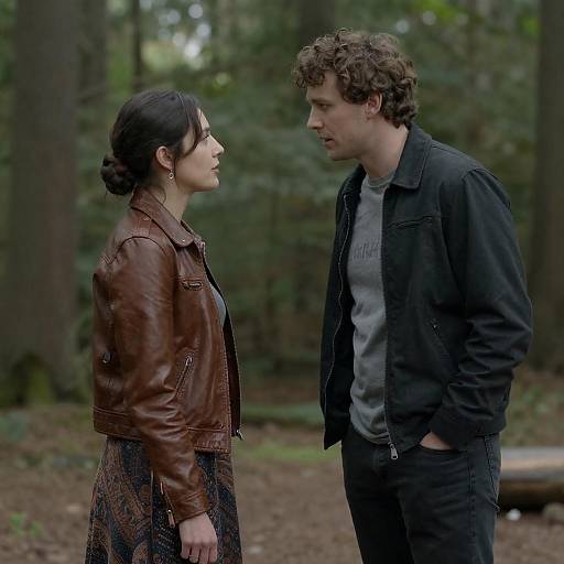 Intense Forest Conversation Between Couple