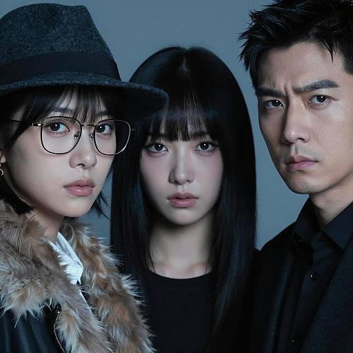 Close-Up Portrait of Three Individuals