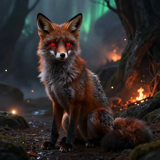 Fluffy Anthro Fox in Mystical Cave