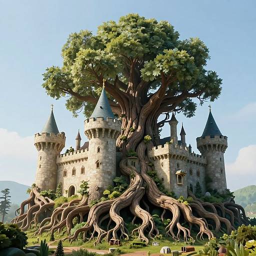 Majestic Castle in Ancient Tree